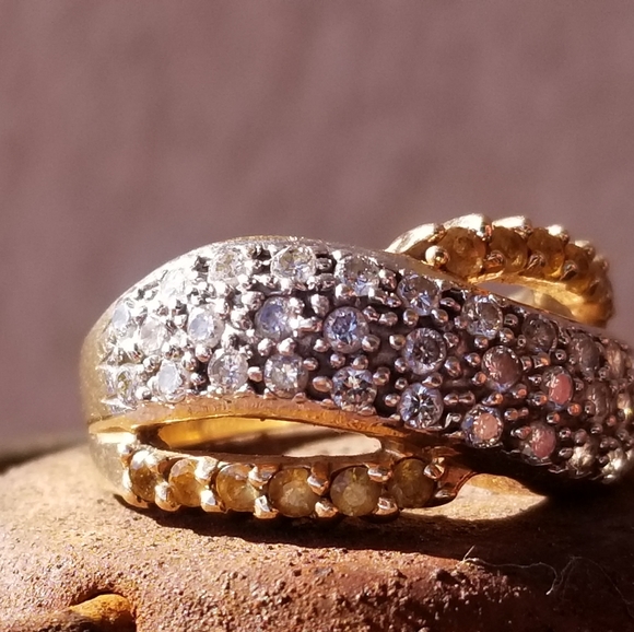 14k diamond citrine gold bypass ring - Picture 12 of 14